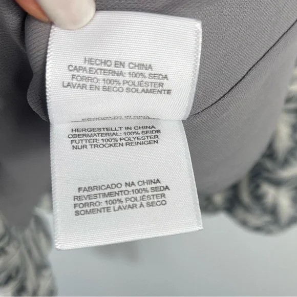 Joie Isaline Feather Cold Shoulder Mini Dress Gray White Print Silk Tie Belt XXS - Picture 13 of 15